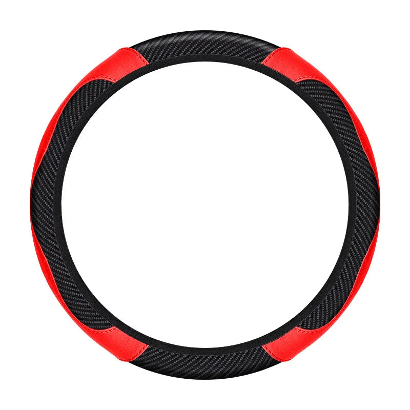 Universal Car Steering Wheel Cover Carbon Fiber Leather Embossed Car Handle Cover Suitable For Car Steering Wheels Men Women