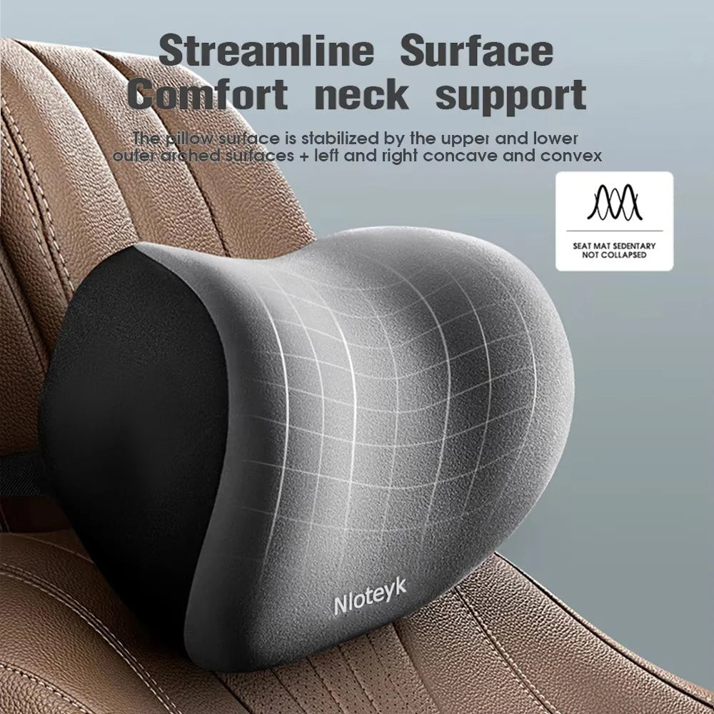 Car Neck Pillow Memory Foam Protective Lumbar Back Support Breathable Car Headrest Cushion Relieve Stress Car Seat Pillow