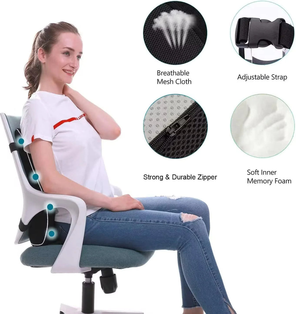 Car Seat Office Chair Back Lumbar Support Car Waist Rest Rebound Memory Foam Cushion Pad Back Lumbar Cushion for Car Driver
