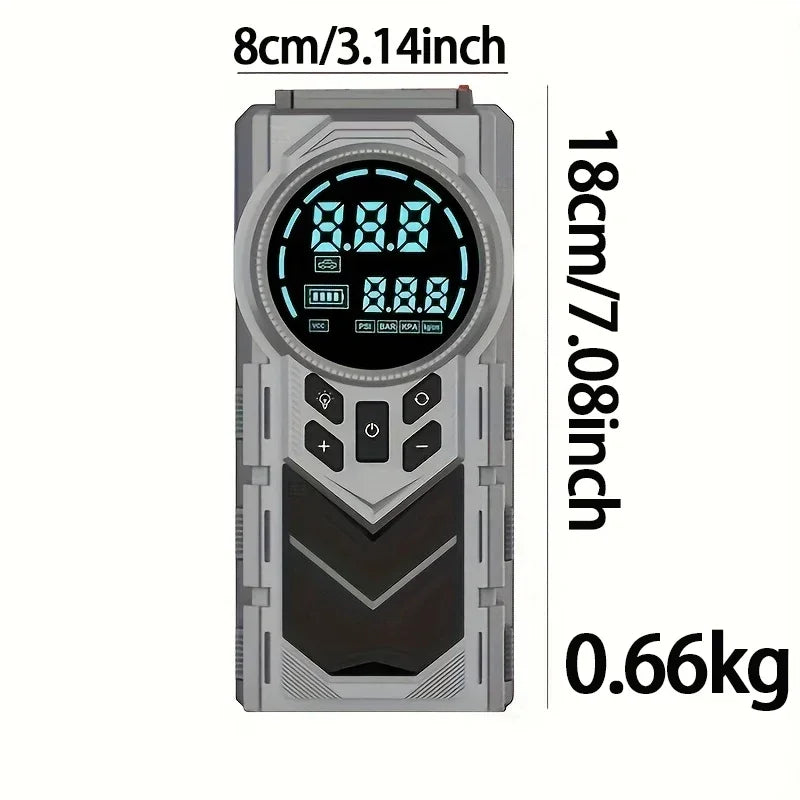 Compact 12V 2-in-1 Car Jump Starter & Tire Inflator - JKUOO 150PSI Inflation, -40°C Resistant, LED Light USB Ports