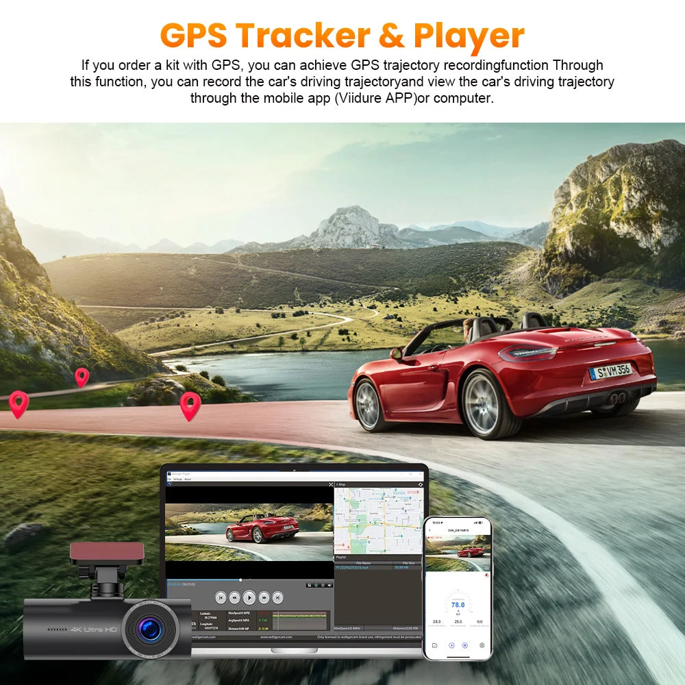 Kocam 4K WiFi Dash Cam for Car DVR Camera Dual Lens Auto Night Vision WDR Video Recorder Support GPS Black Box Rear View Camera