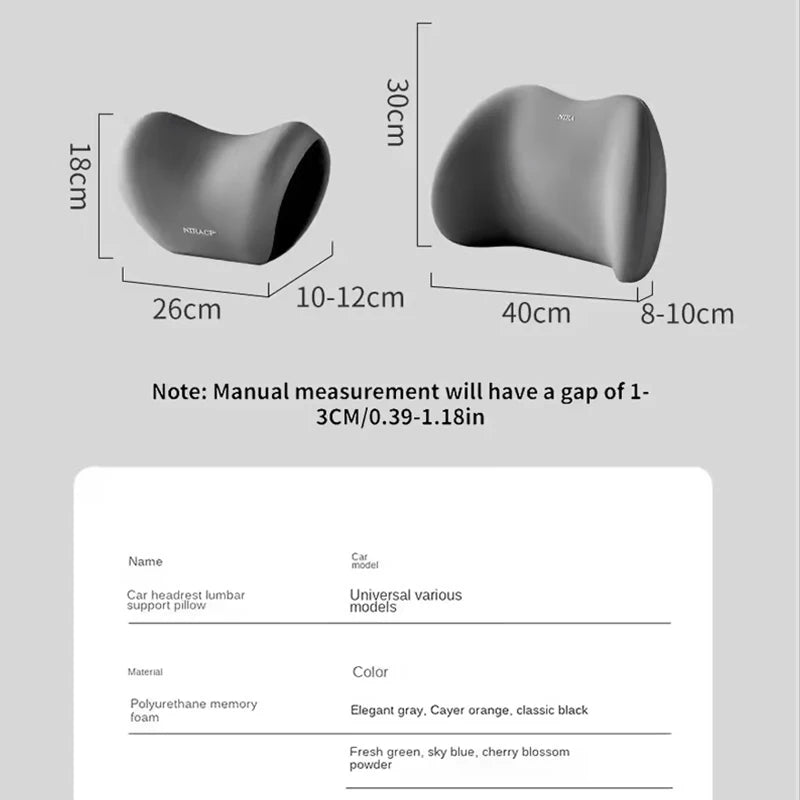 Car Universal Headrest Lumbar Memory Foam Cervical Lumbar Support Car Headrest Backrest Pillow Office Car Interior Accessories