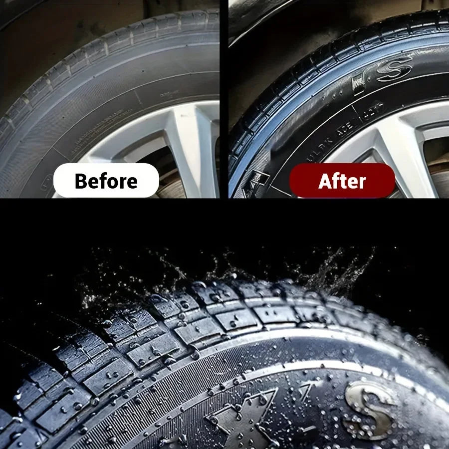 Black Shiny Tire wax - durable, long-lasting protection and repair for all kinds of tires - prevents cracks and whitens