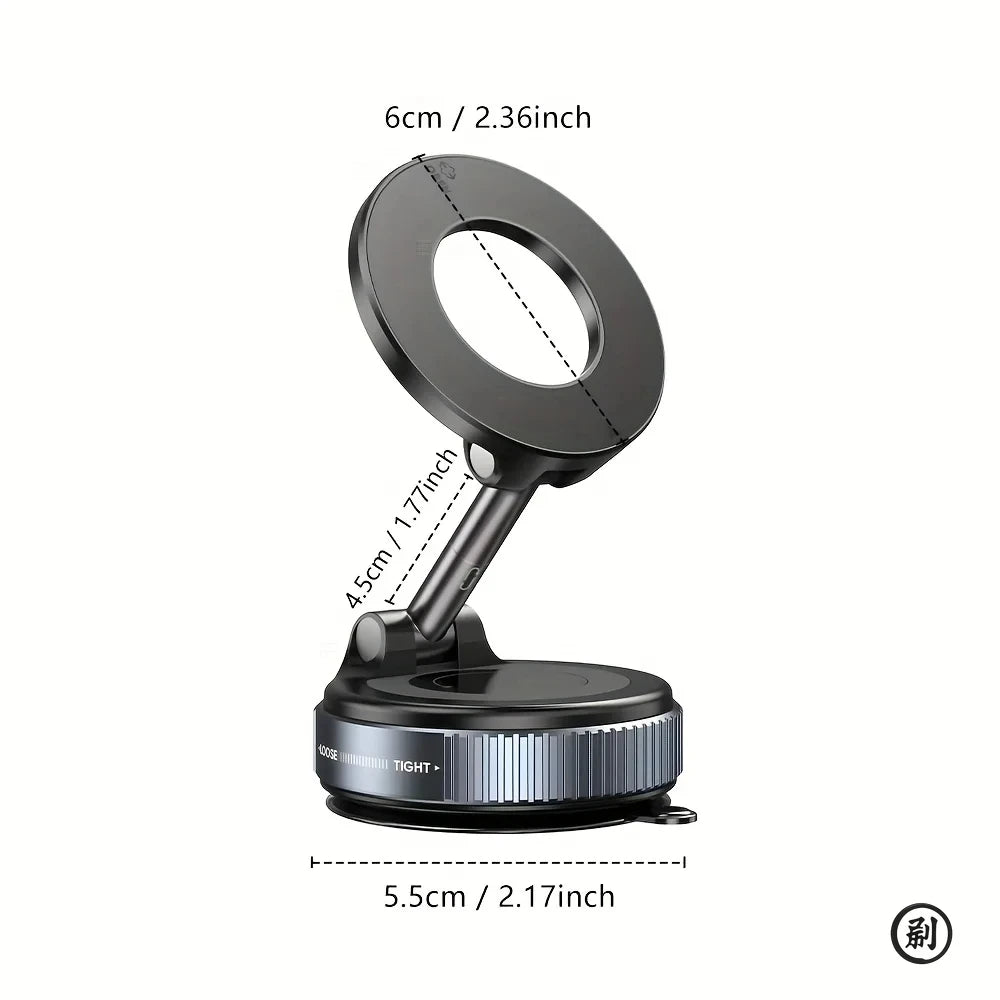 Strong Magnetic Car Phone Holder Foldable Design 360° Adjustable Vacuum Mount for Car/Desk/Bathroom/Universal Use