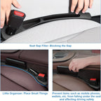 2pc Car Seat Gap Filler Organizer Pu Waterproof Car Seat Gap Plug Strip with 2 Grooves Seat Gap Storage Auto Interior Accessorie