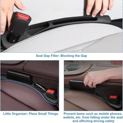2pc Car Seat Gap Filler Organizer Pu Waterproof Car Seat Gap Plug Strip with 2 Grooves Seat Gap Storage Auto Interior Accessorie